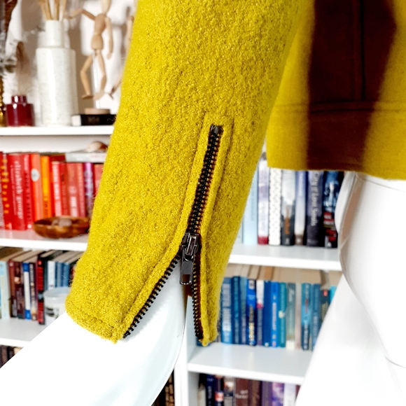 Tahari Wool Moto Style Rich Yellow Small Jacket P1068 - Picture 9 of 10